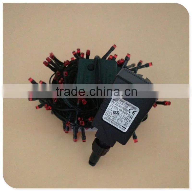 50LED red christmas string light with adaptor outdoor use led christmas decor,street lights factory wholesale in taizhou
