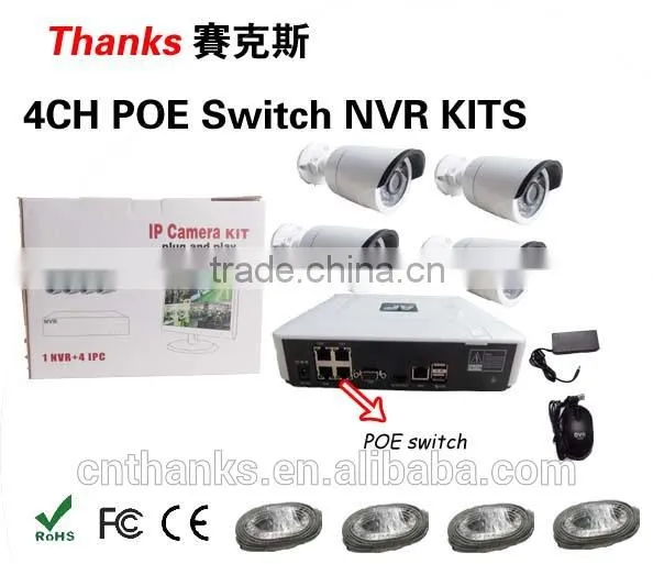 1..3MP P2P POE1080P NVR kits, onvif, HD 960P camera kits, CCTV system