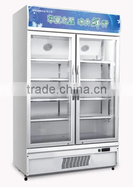 420-980L commercial upright showcase glass refrigerators
