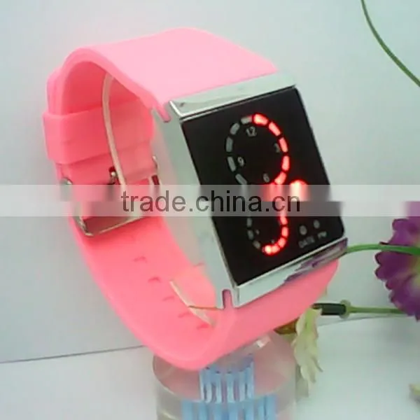 Environmental silicone strap 12-hour/date display bangle watch led