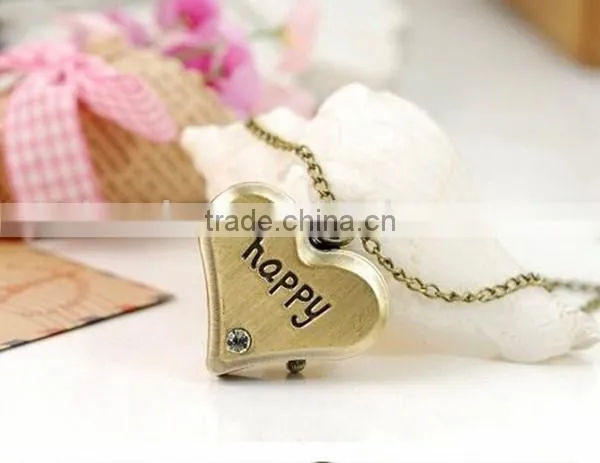 Retro necklace watch happy branded necklace watch quartz necklace watch