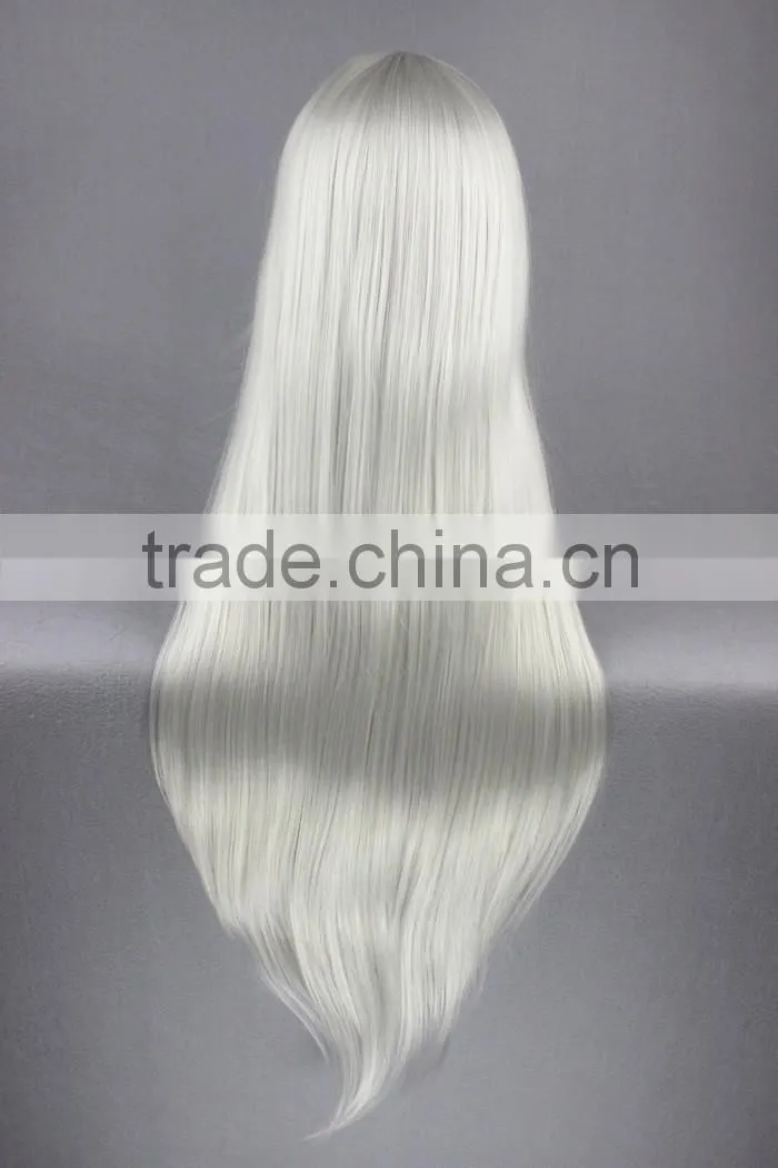 High Quality 80cm Long Straight FINAL FANTASY-Sephiroth Silvery White Synthetic Anime Wig Cosplay Hair Wig Party Wig