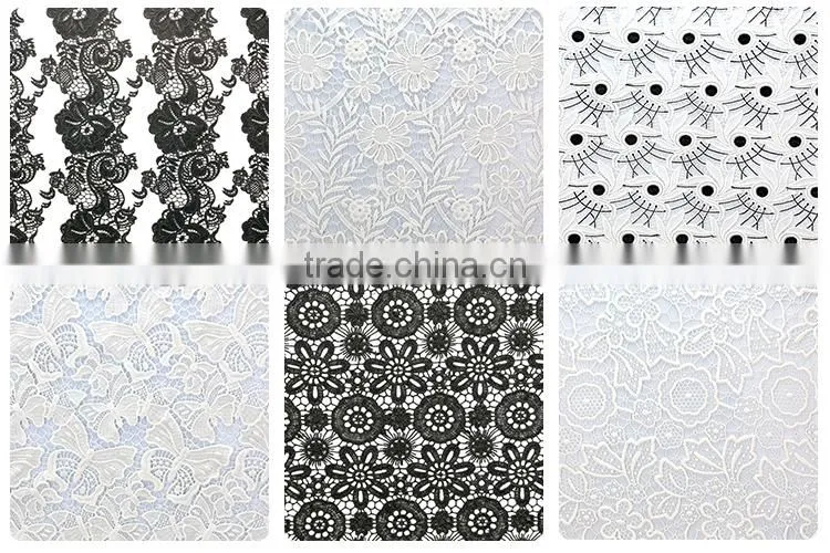 Factory specializing made 100%poly flower printing chiffon flower laser embroidery lace fabric for girl dress