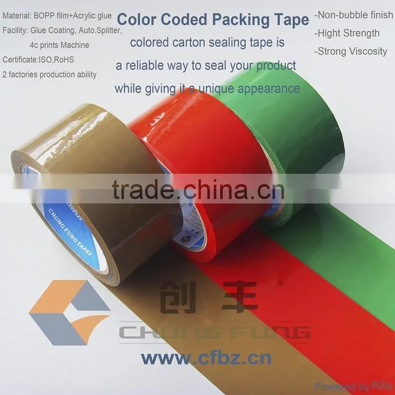 Color Coded Sort & Identify Acrylic BOPP Adhesive Green Color Transparent Tape
