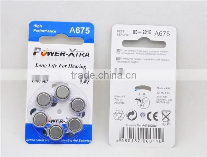 hearing aid battery A312 A10 A675 A13 1.4V coin cell
