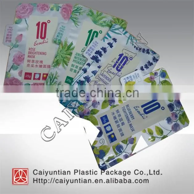 Colourful Designed aluminum foil facial mask soft plastic bag/clear plastic bag