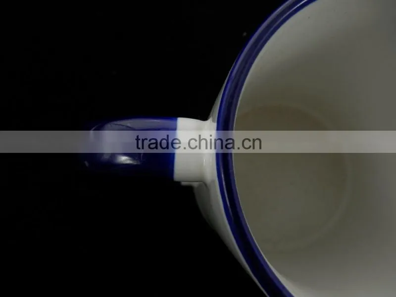 11oz sublimation stoneware mug with color rim & handle