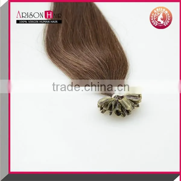 Arisonhair wholesale u-tip hair extensions keratin tipped fusion nail tip brazilian human hair extension 0.8g/1g per strand