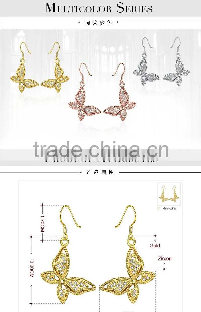 2015 LEKANI big butterfly golden earring designs for women