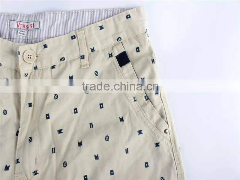 Mens cheap 100%cotton garment stocklot in China printed shorts
