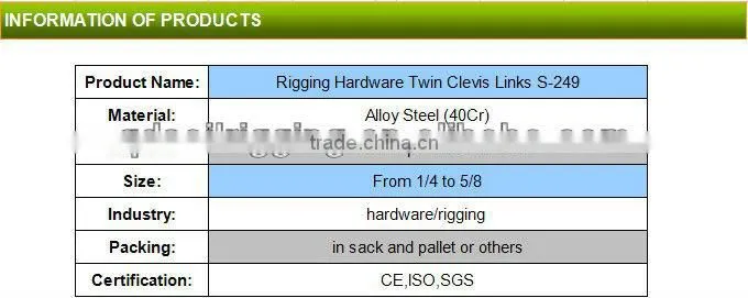 Alloy steel s-249 Twin Clevis Links