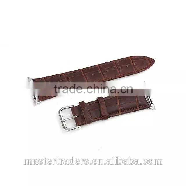 Cheap Crocodile Grain Genuine Leather Watch Band Wrist Strap For 38MM Apple Watch MT-3566
