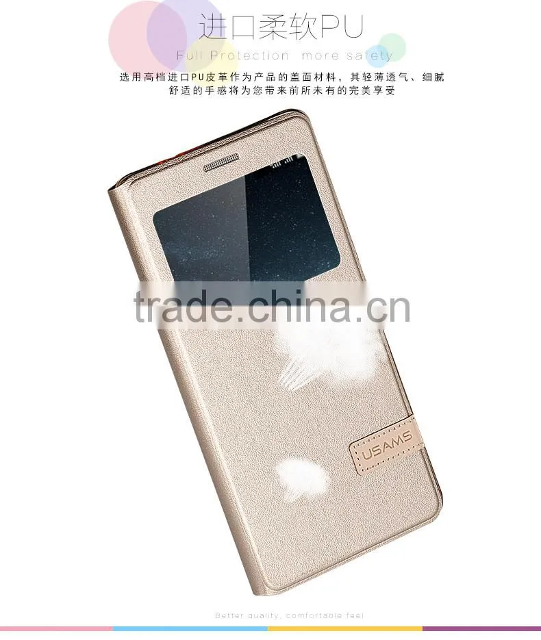 Original USAMS MUGE Series Flip Case For Huawei Mate S PU Leather Cover case with view Window MT-4668