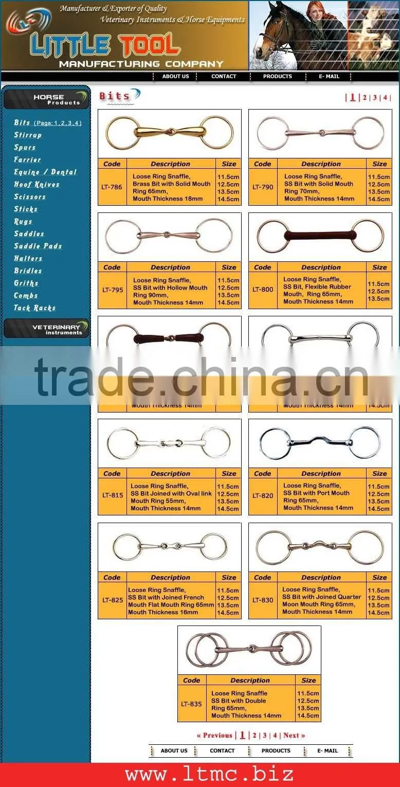 Loose Ring Snaffle, SS Bit with Solid Mouth