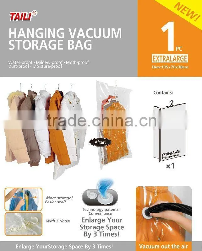 vacuum compressed bag with iron hanger