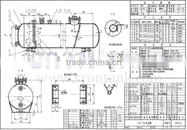ABCDEF Underground Horizontal Oil Tank Price
