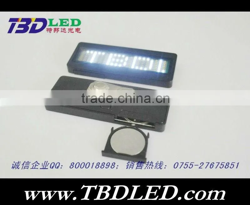 WHITE oem logo,display Graphic led name mini badge/led sign , mini led name badge