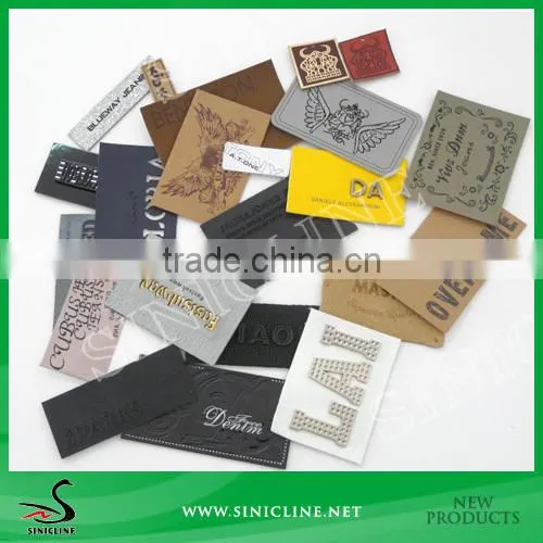 Sinicline Hand made custom brown garment genuine leather label, leather patch