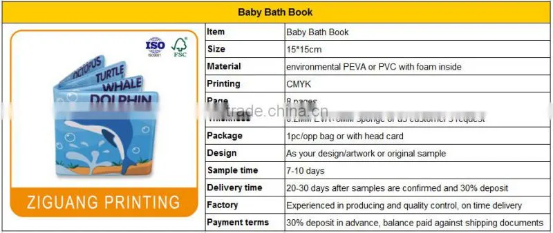 Custom Design PVC Baby Soft Book for Learning
