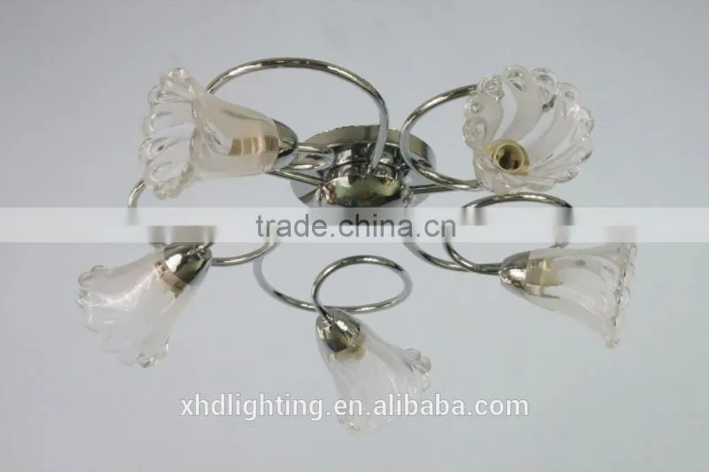 Zhongshan XHD chrome column glass modern ceiling lamp for indoor decoration