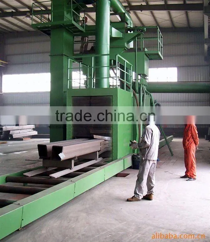 Tunnel type steel beam shot blasting