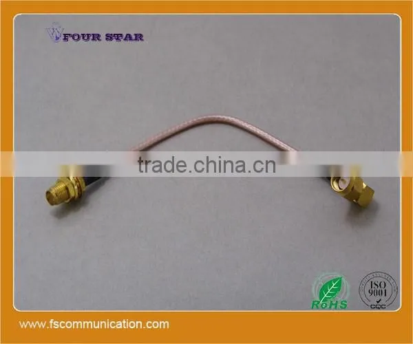 RG316 Cable Assembly with SMA Male Right Angle Crimp to SMA Female Bulkhead Crimp Connectors