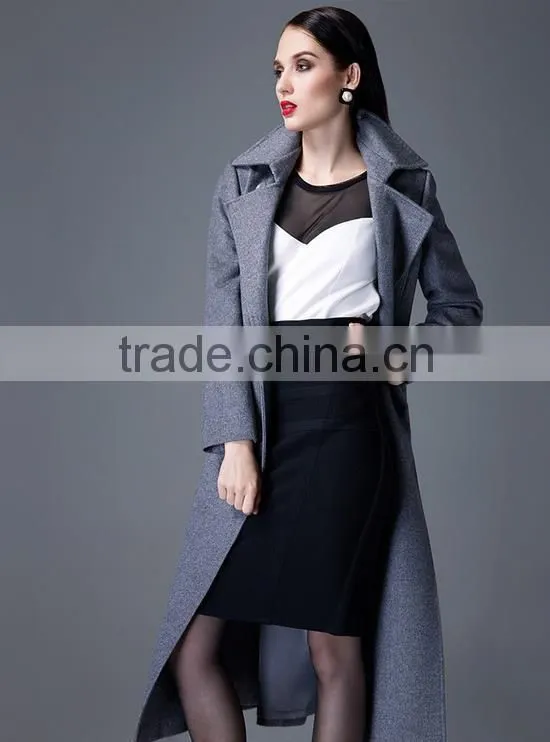 long pattern elegant wool coat for women