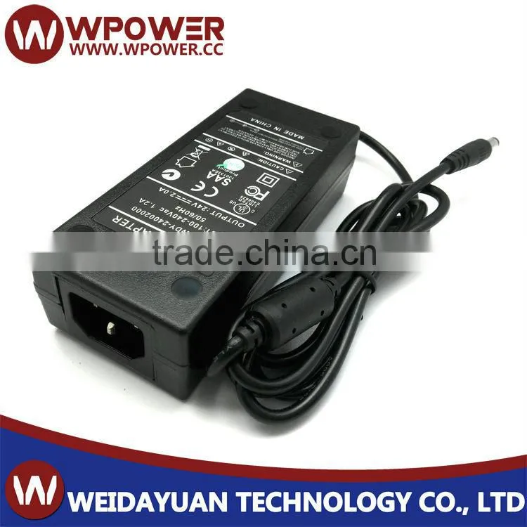 48w ac/dc power adapter 24v 2a with UL.Class2 approves,dc jack:5.5*2.1,hot sell!