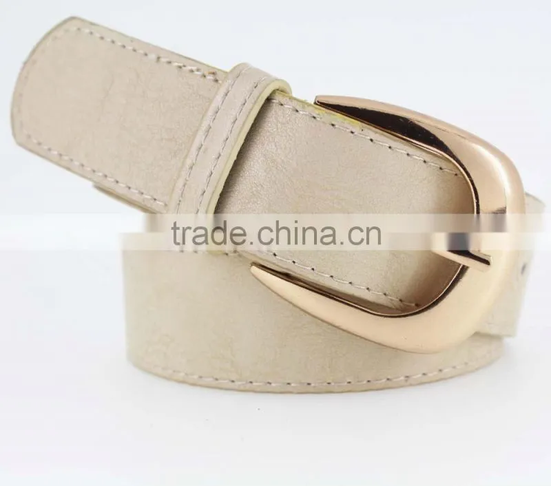 30Mm Women's fashion belt with White leather & Gold Buckle in chinese factory