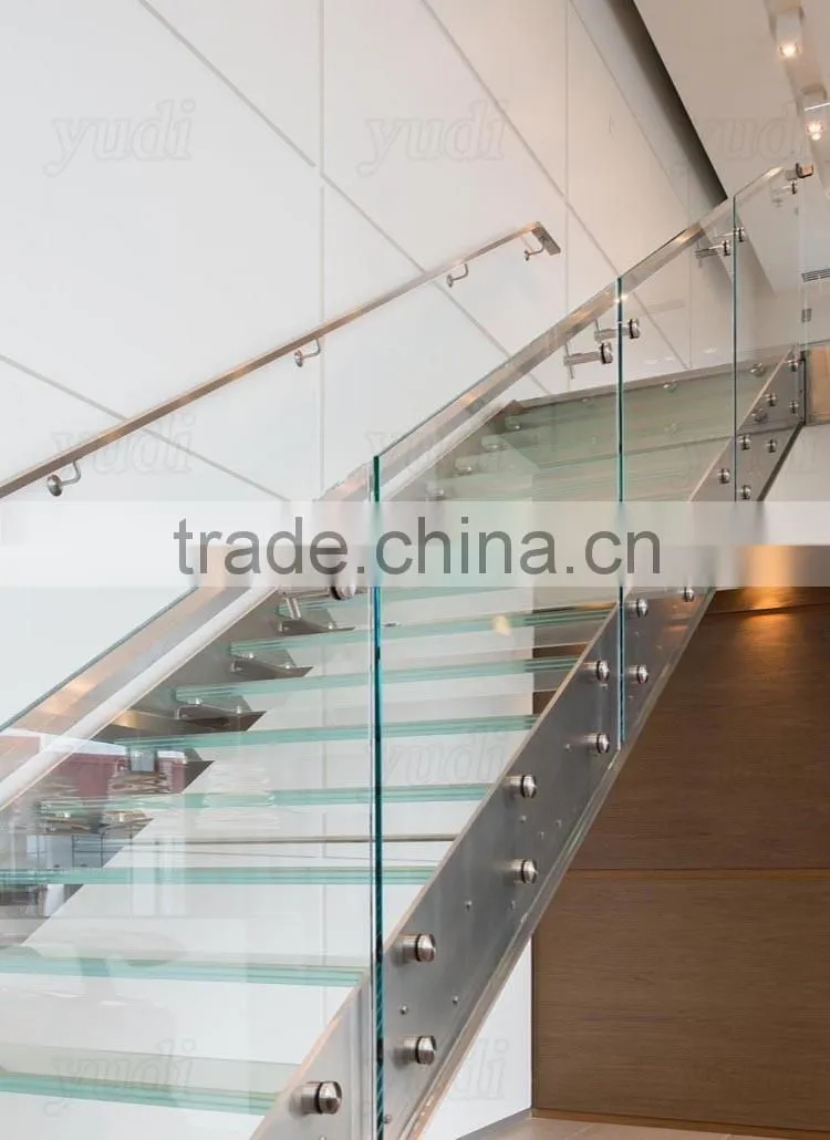decorative modern indoor stainless steel glass stairs