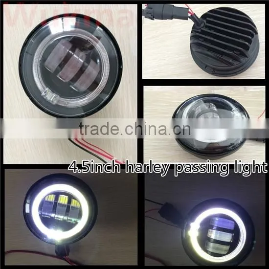 4-1/2" Halo Black LED Auxiliary Spot Fog Passing Lights Lamps Pair Harley Motorcycle