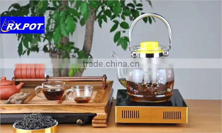 New Products Fashion Design Transparent Pyrex Glass Tea Pot 1500G