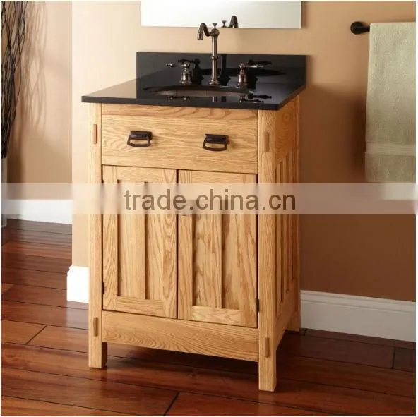 Simple European Solid Wood Bathroom Cabinet With Marble Countertop