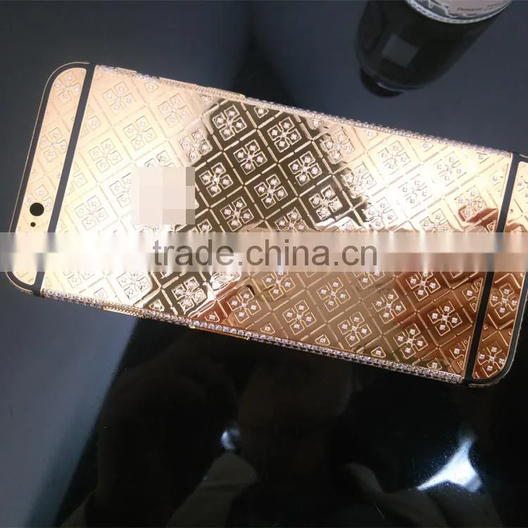 Diamond housing for iPhone 6 plus gold body luxury phone 24ct gold back cover