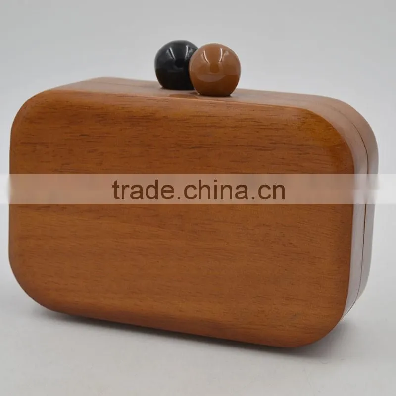 Fashion wood 20136 MiNi evening bag wood day clutch acrylic box bag chain women's cross-body handbag Nice Wooden Handbag