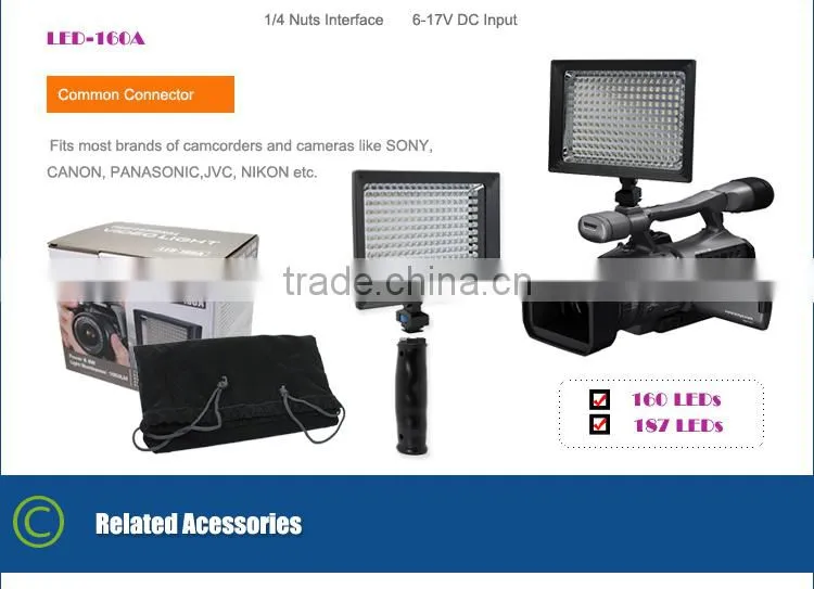 Wholesale photography accessory 160 led video lamp camera led light from Shenzhen factory