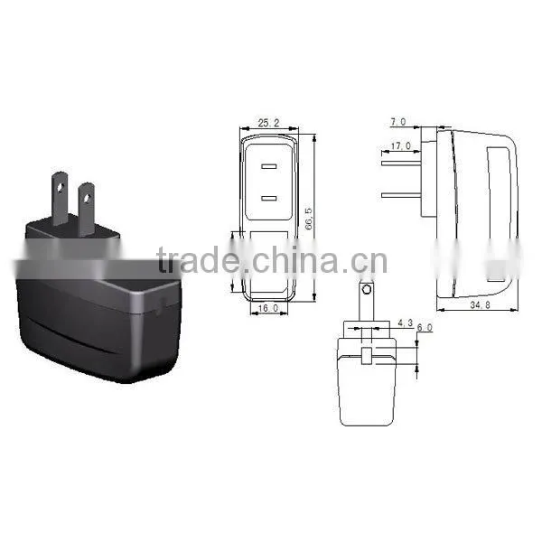 5V/2A 4.0/2.1mm wall charger shell for cell phone