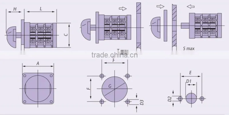 2016 * IEC60947-3, Manufacture 100,000times ,Class III IP20 32A 4-CELL 2POS Main Switch (OFF-ON Switch)