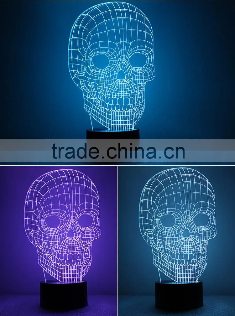 Skull Night Light 3D Visual LED Night Light Creative Lava Table Lamp Novelty Lighting bedroom light