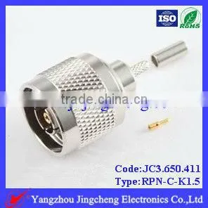 Reverse Polarity N type male body with female pin crimp for RG316 cable