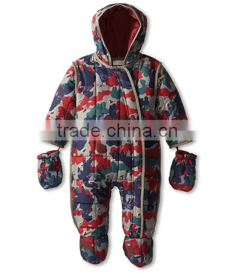 Baby Boys Warm Romper Camouflage Cotton Padded Hoodies Romper