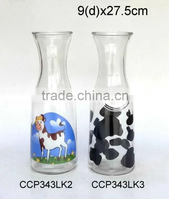 CCP343K glass milk bottle with decal printing