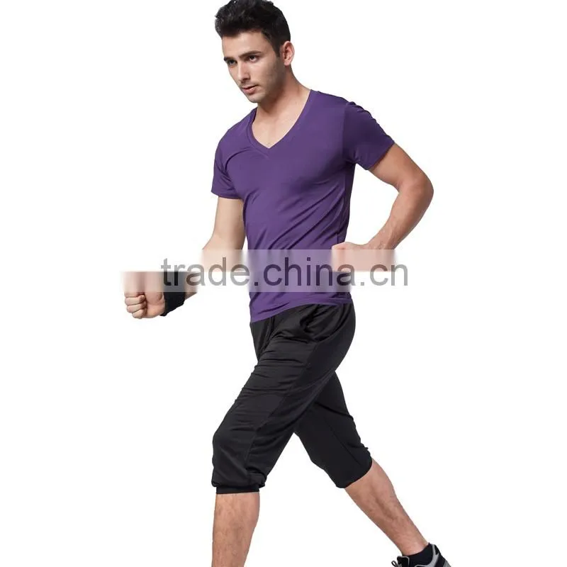 Men's Dry Fit Fitness Shirts 10% Spandex 90% PTT Dri Fit Shirts Wholesale