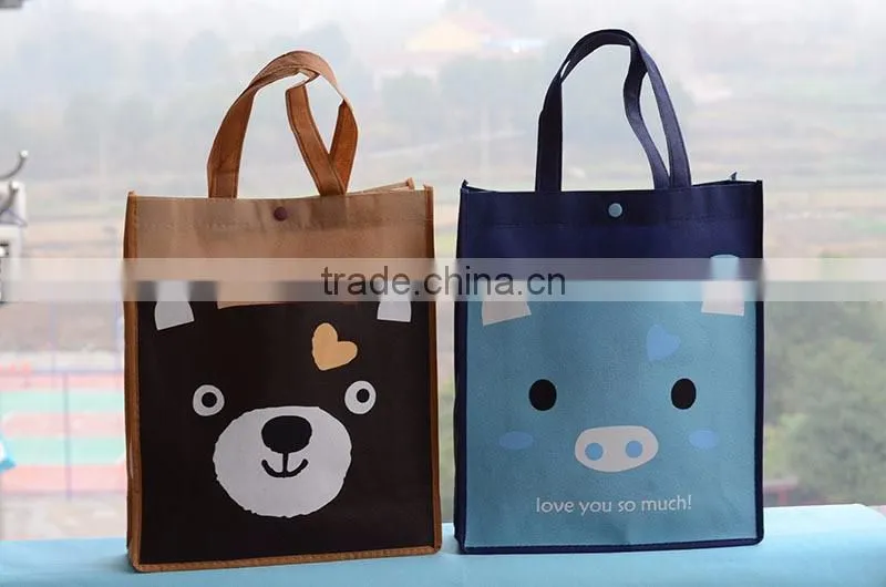 Full printing non woven bag student handle lovely bag for shopping