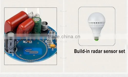 Microwave motion sensor led bulb light 7w led e27 base 2016 long life eco-friendly