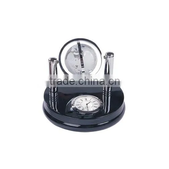 Luxury Gold Metal Globe Wooden Organizer Sets With Pen Holder And Memo Coaster