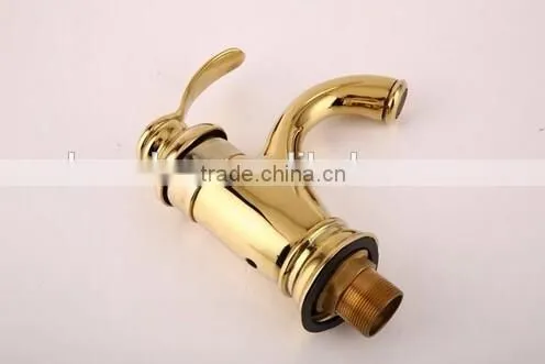 Modern Design Ceramic Cartridge Gold-plating Bathroom Faucet
