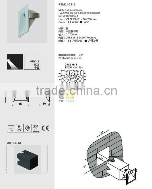 Waterproof IP65 2W Outdoor LED Step Light
