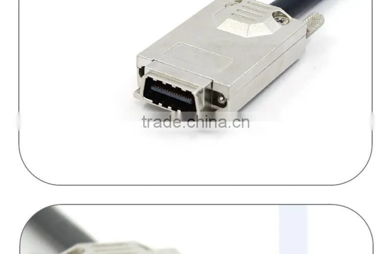 2m zinc alloy External CX4 Mini SAS SFF-8470 to SFF-8470 infiniband Cable with thumbscrews