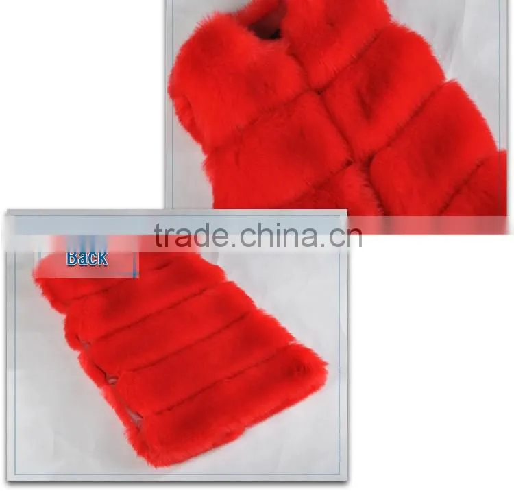 women sleeveless fake fur vest red